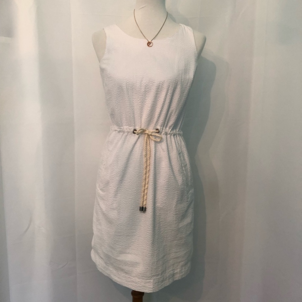 Lands end white dress with rope tie